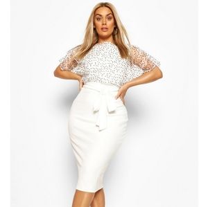 Plus Heart Organza Blouson Midi Dress